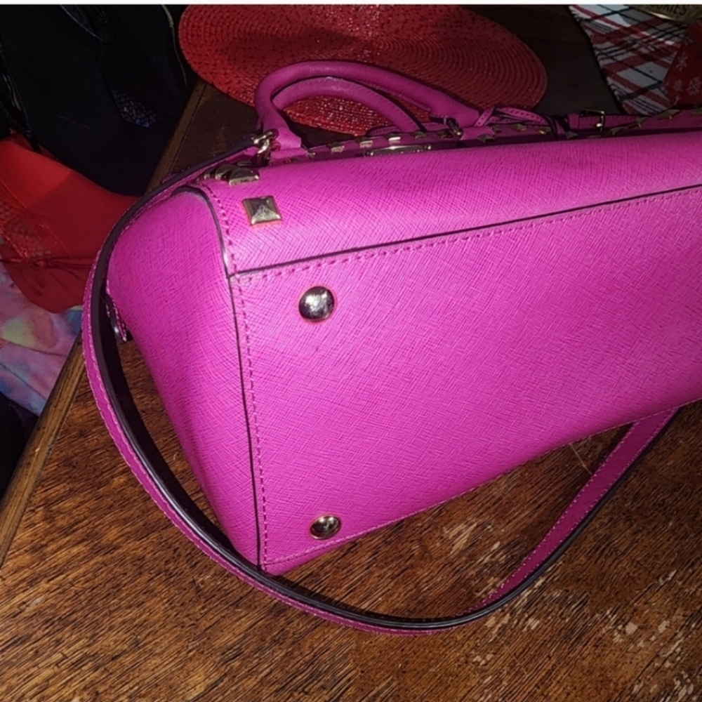 Michael Kors Jet Set Travel Saffiano Studded Satchel - Picture 3 of 13
